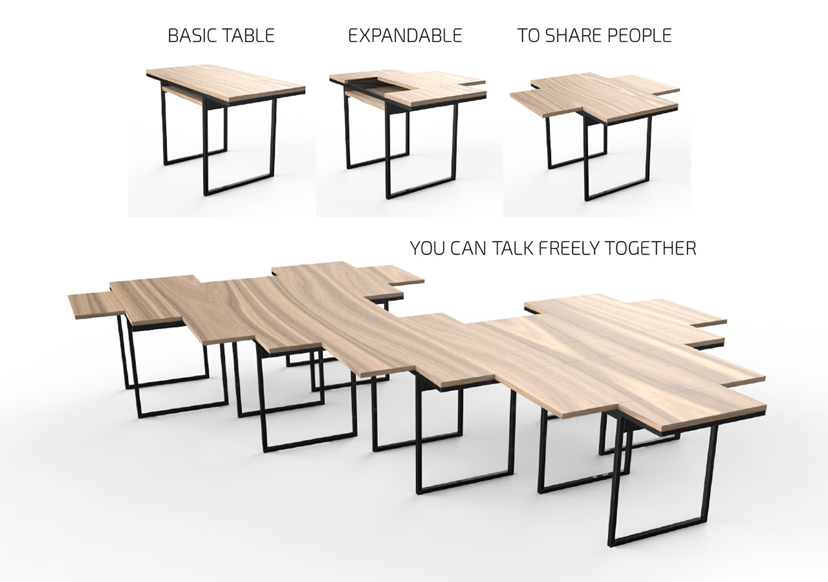 table table design sharing sharing table expand expandable expandable table interacring with people design furniture lee yeontaek