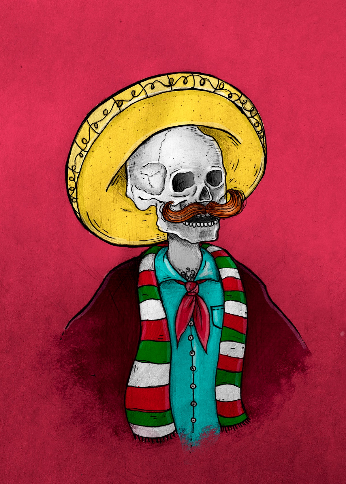 skull dead day ILLUSTRATION  editorial cartel red mostach cool Love