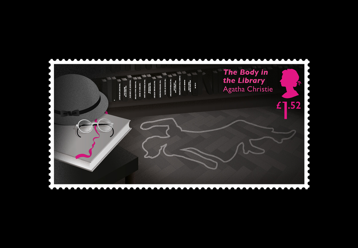 stamps ILLUSTRATION  noir crime thriller conceptual agatha christie