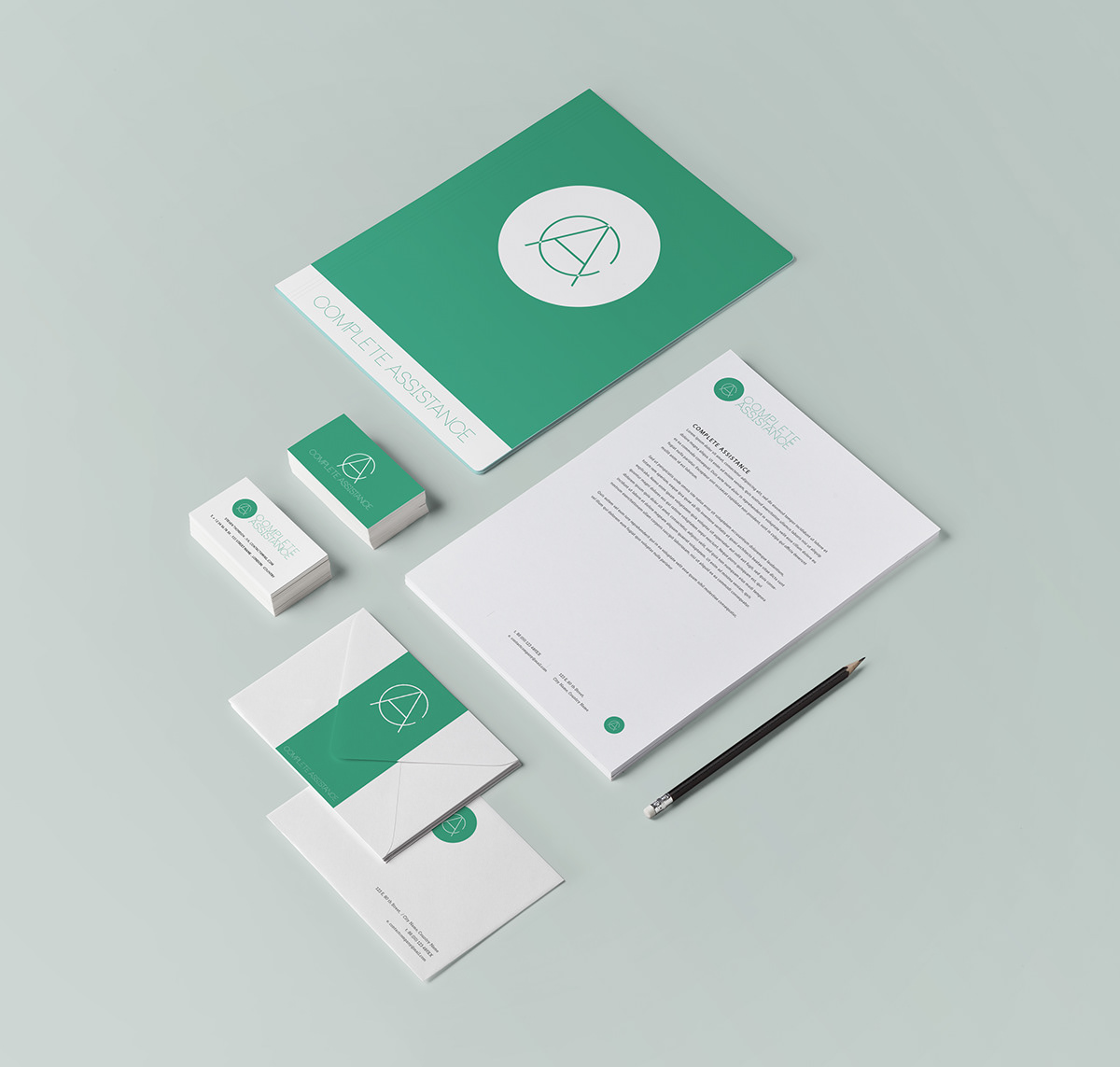 simplistic clean flat emerald stationary brand green logo
