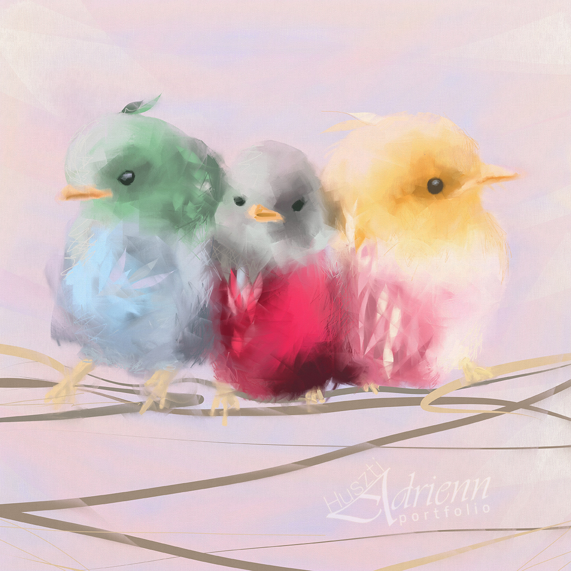 madár birds color feather blue pink red green colorfull painting  