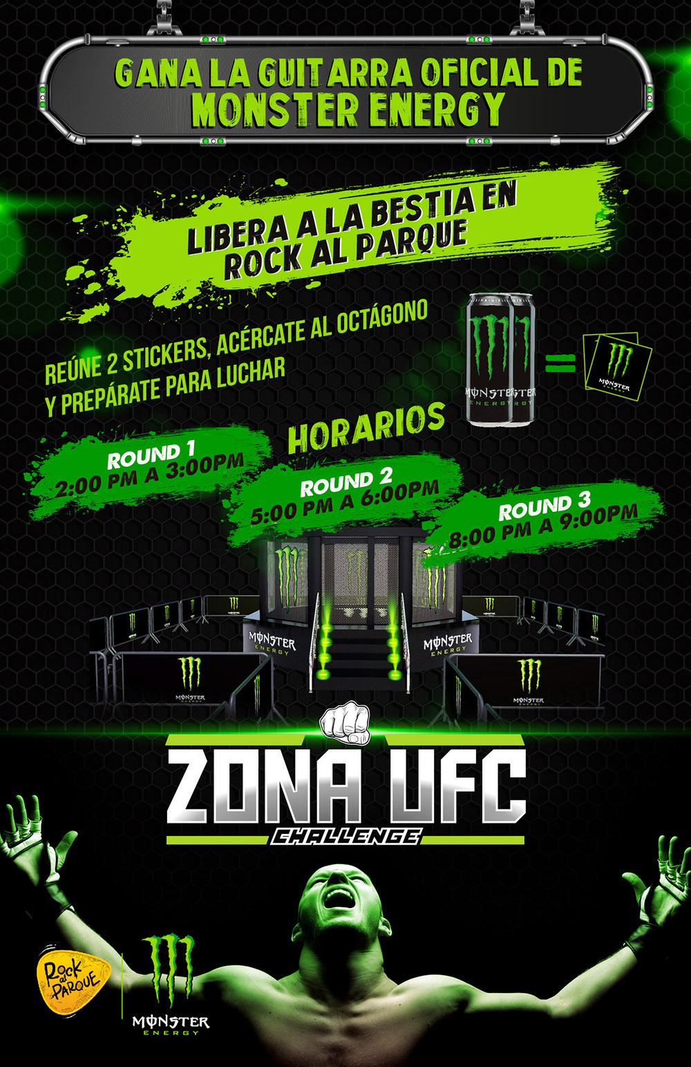 monster energy drink poster design UFC MMA Rock al Parque