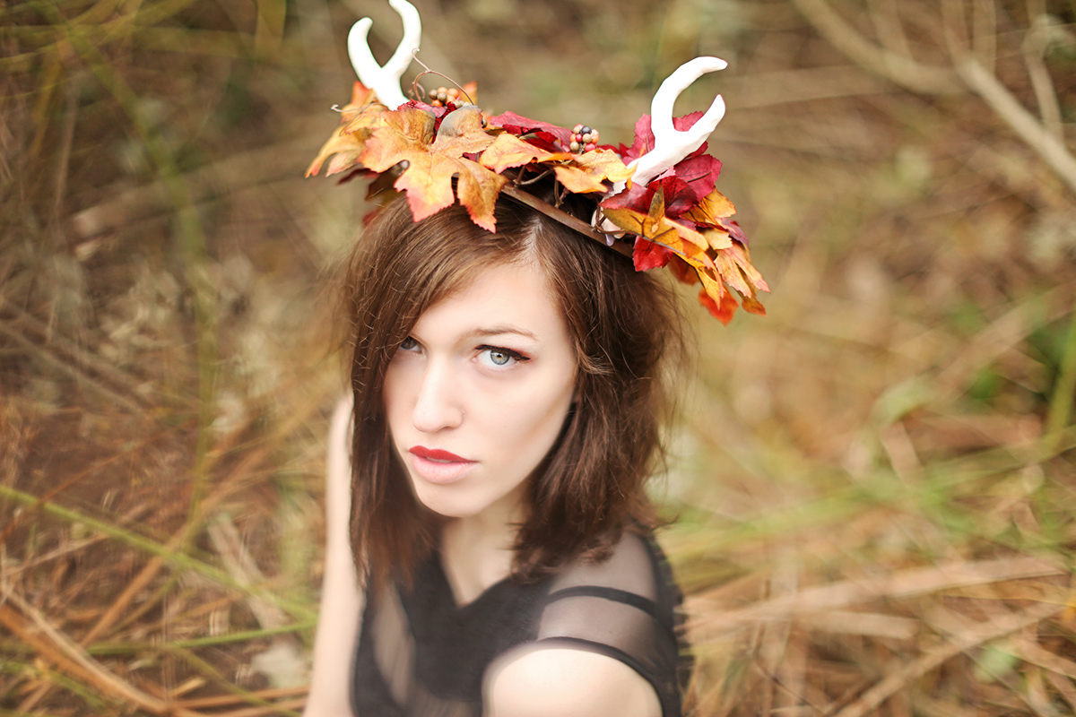 Fall antlers deer crown cape vintage forest nymph whimsical