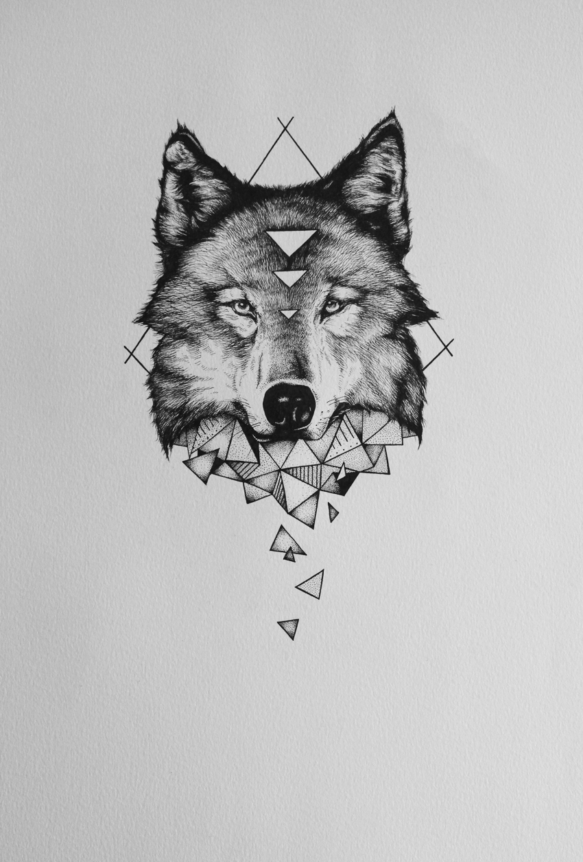 wolf geometric ink pigment liners Triangles