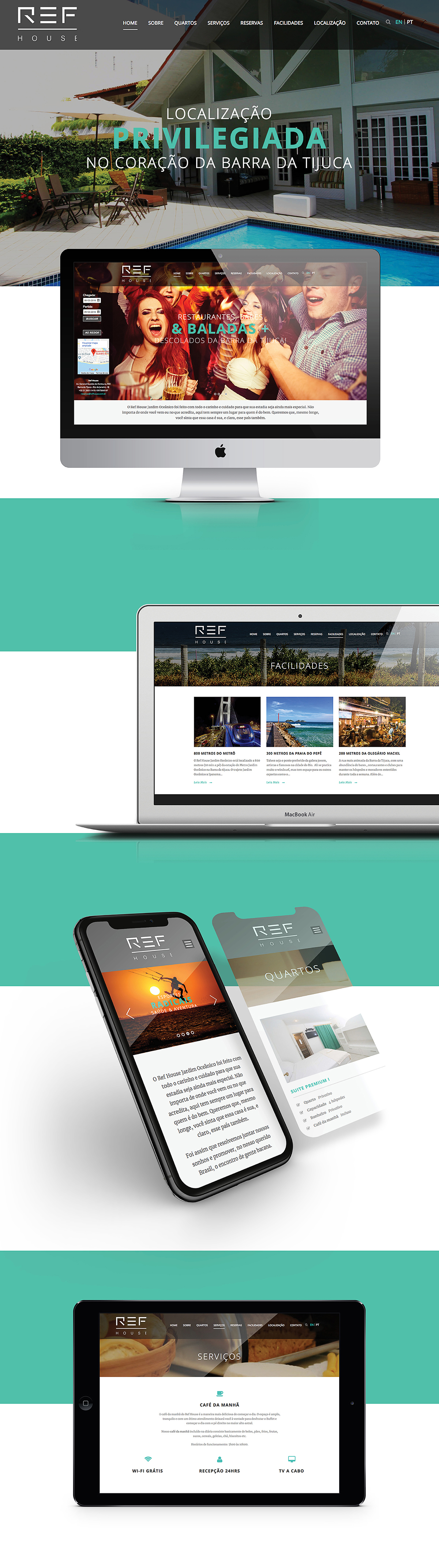 Web Design  Website wordpress graphic design  ux UI Interface hostel hotel Rio de Janeiro