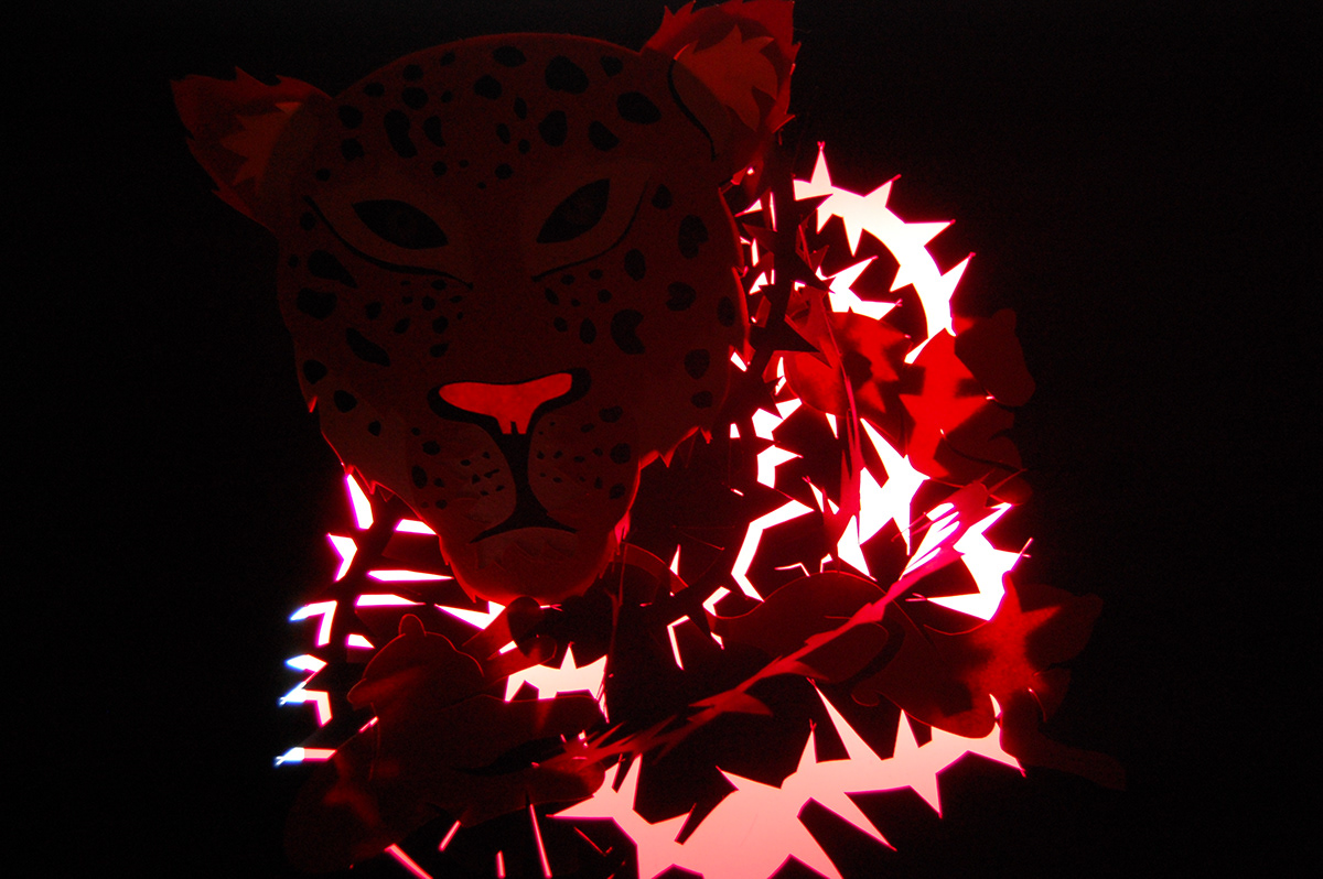 FOX leopard Aesop fable paper papercut
