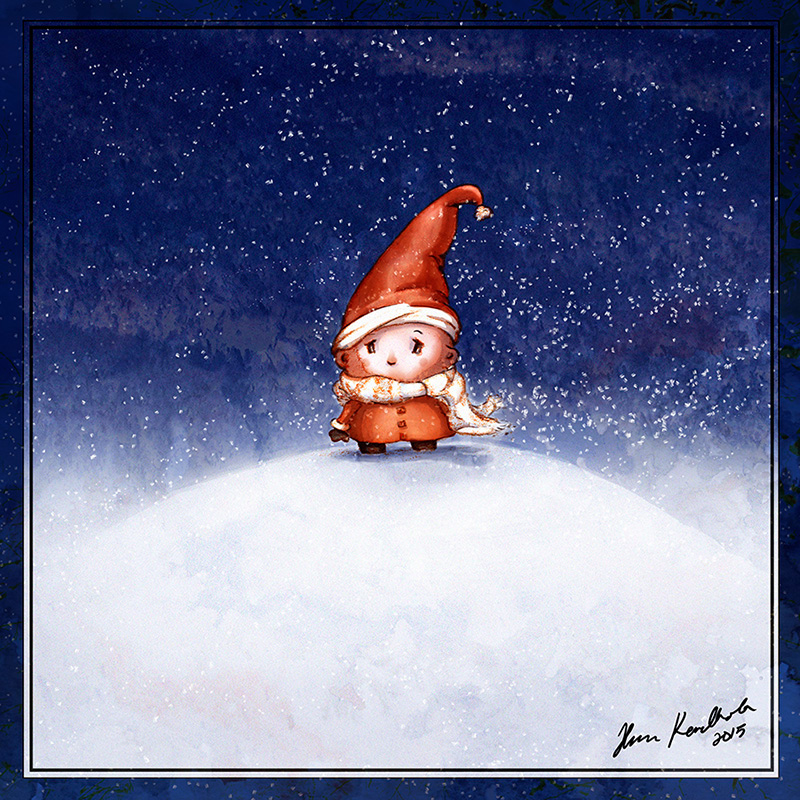 photoshop childrens book bookillustration Greetingcards postikortti lastenkirjat joulu tonttu elf Christmas postcard kortti card