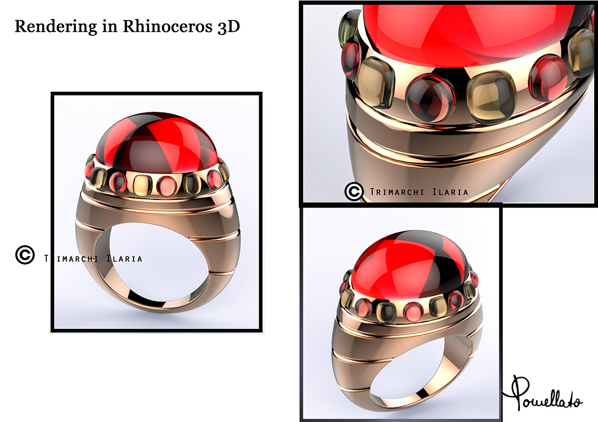 jewels jewels design designer of jewelry ied roma Design del Gioiello moda gioielleria illustrations designed Disegni 3D Rhinoceros rendering