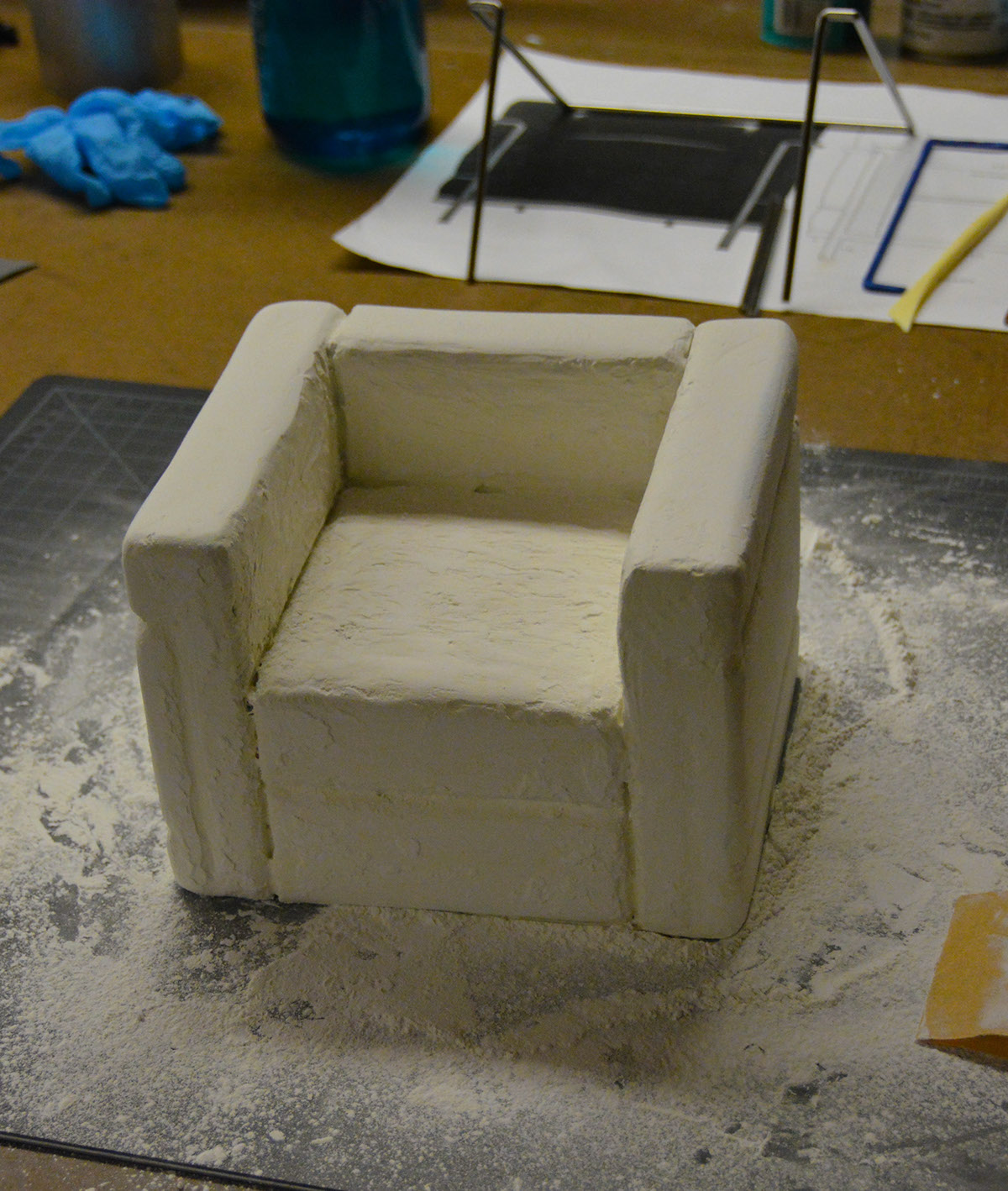 LC-2 Le Corbusier Chair Model chair model blue foam