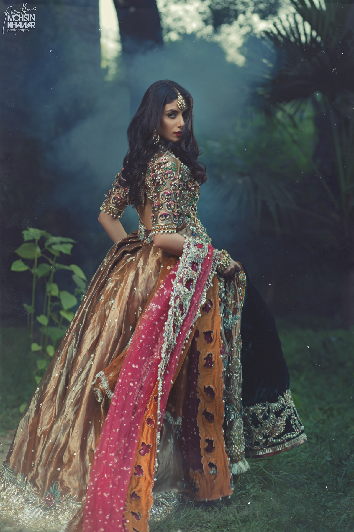 fantasy couture dreamy bridal forest Tropical mystery pakistani fashion shoot