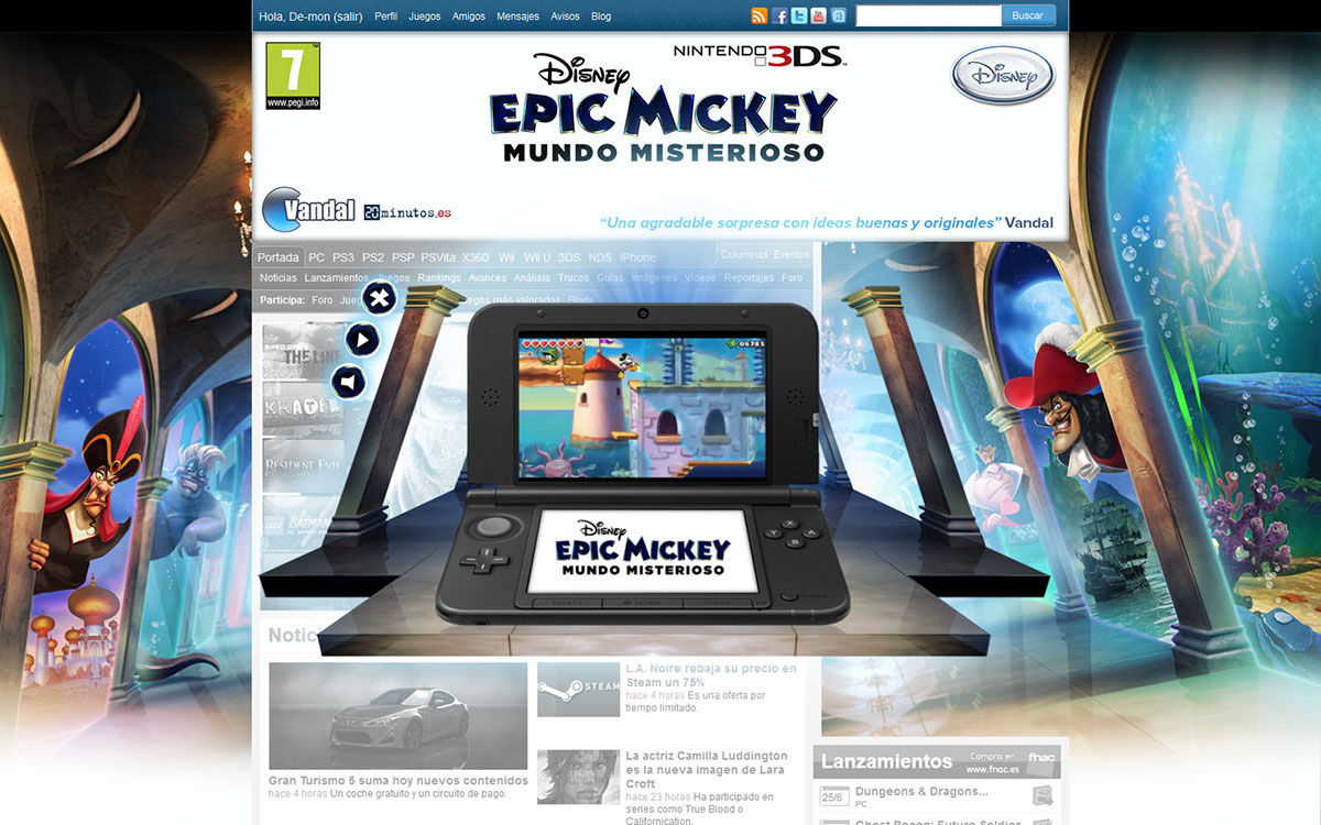 Nintendo  3ds mickey epic mundo misterioso vandal meristation 3djuegos dswii Videojuego .what if whatif mediamind Eyeblaster