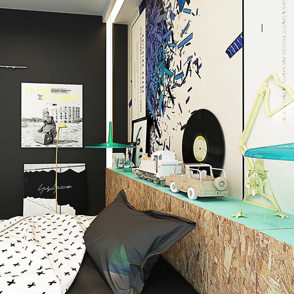 room boy design Interior Scandinavian graphic 3D Russia interiordesign Render bedroom video motion move visual