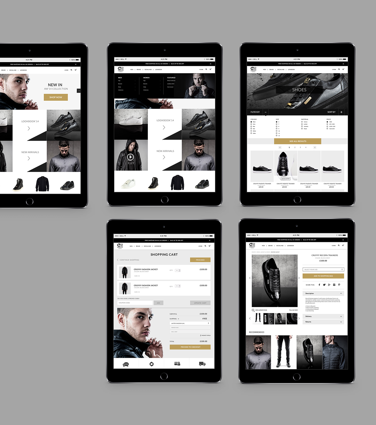 user experience user interface iPad Responsive desktop Clothing shoes Imagery minimal premium
