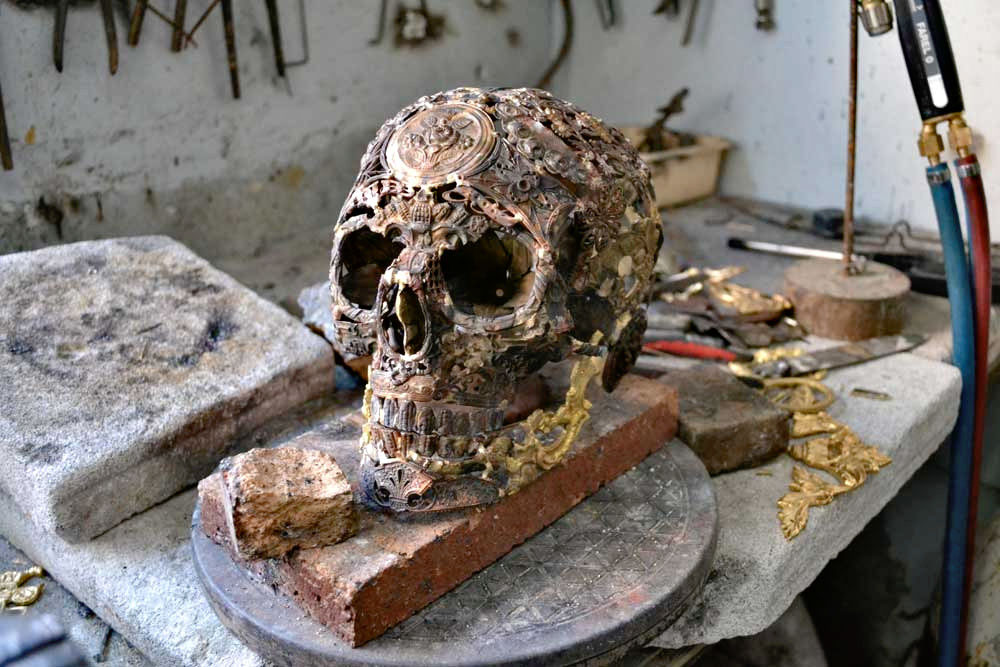 skull silver White skeleton baroque gothic bronze ornament bone