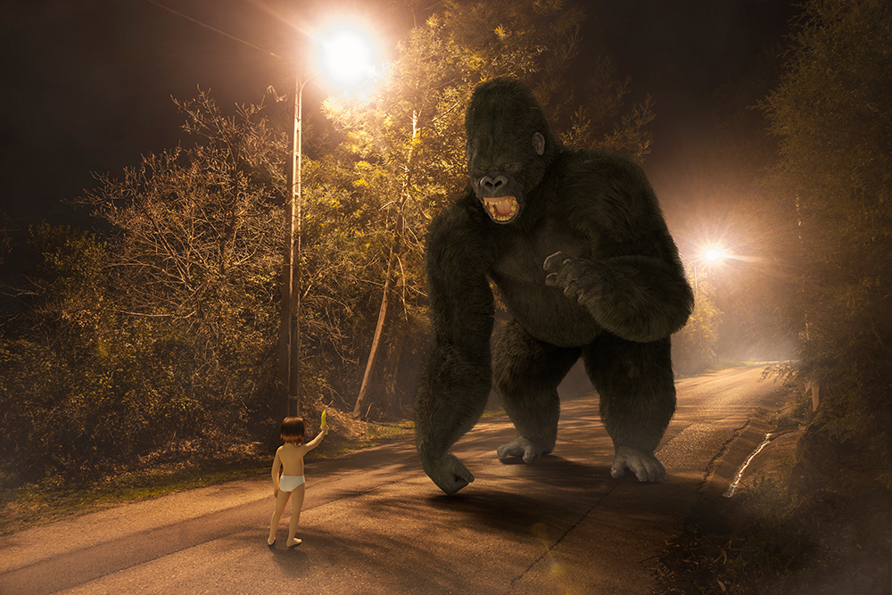 3D CGI CG Photography  gorilla fear