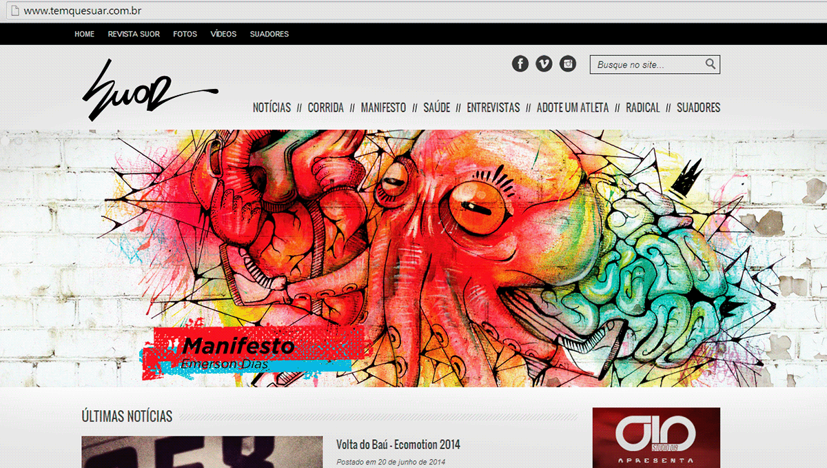 grafite Ilustração magazine revista sports radical octopus heart legs brain Beatles run campinas Brasil watercolor