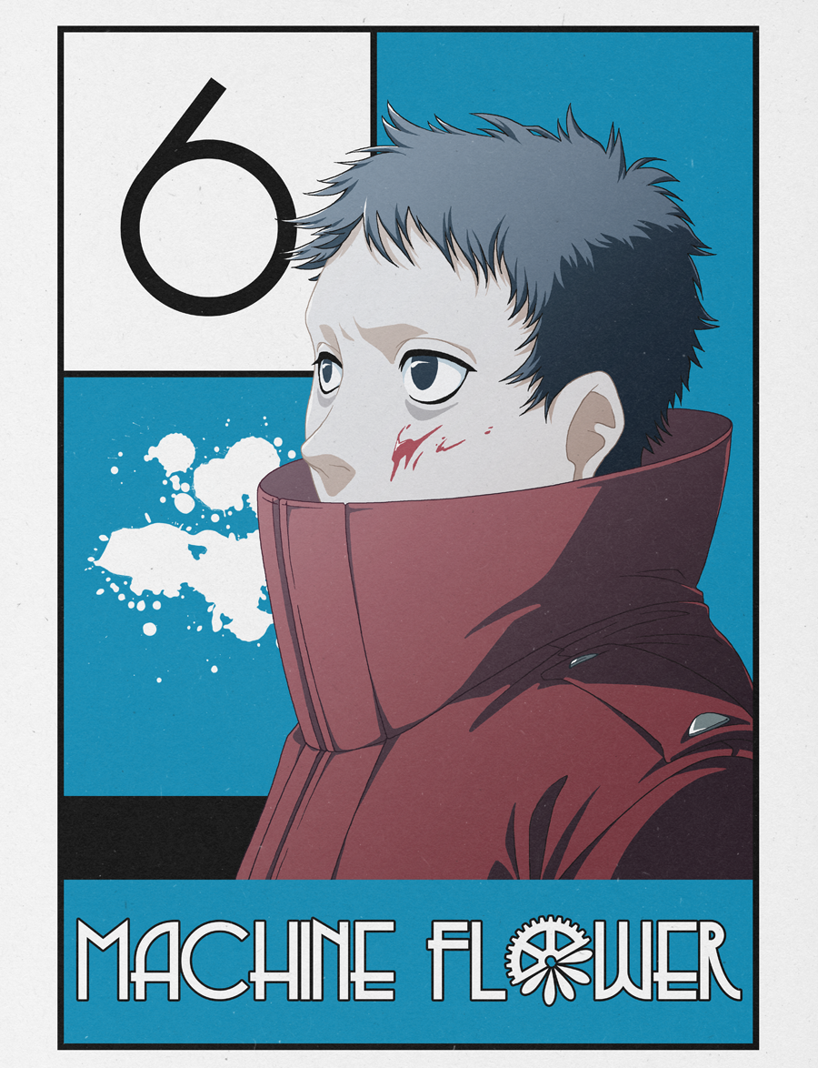 machine flower anime manga pin-up spread
