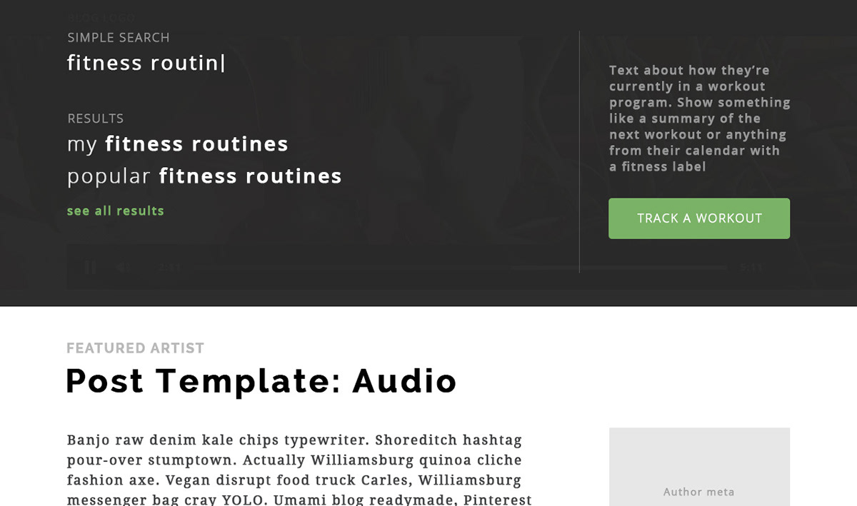 Blog Audio templates UI content centric search application Interface design interaction ux flat