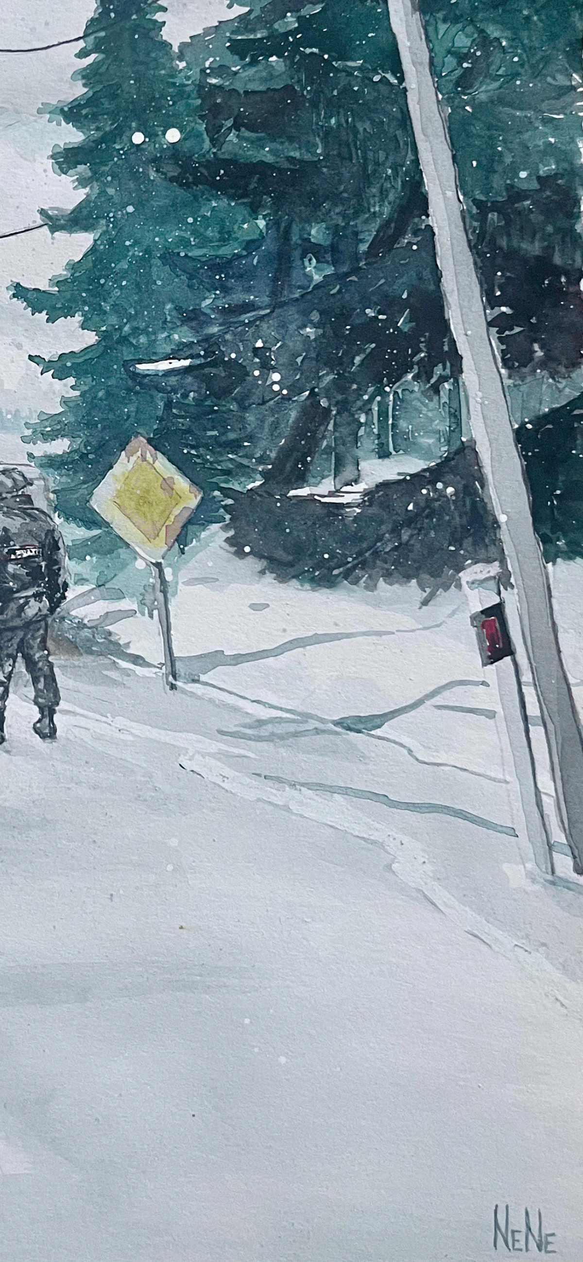 creepy snow police road forest ILLUSTRATION  comics