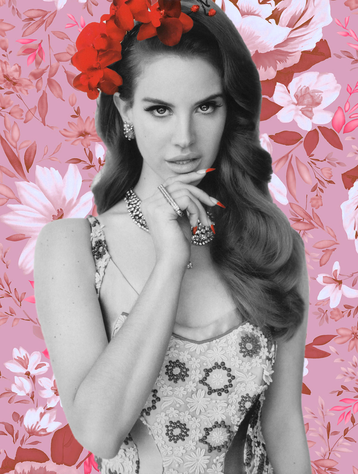 Lana Del Rey colored red