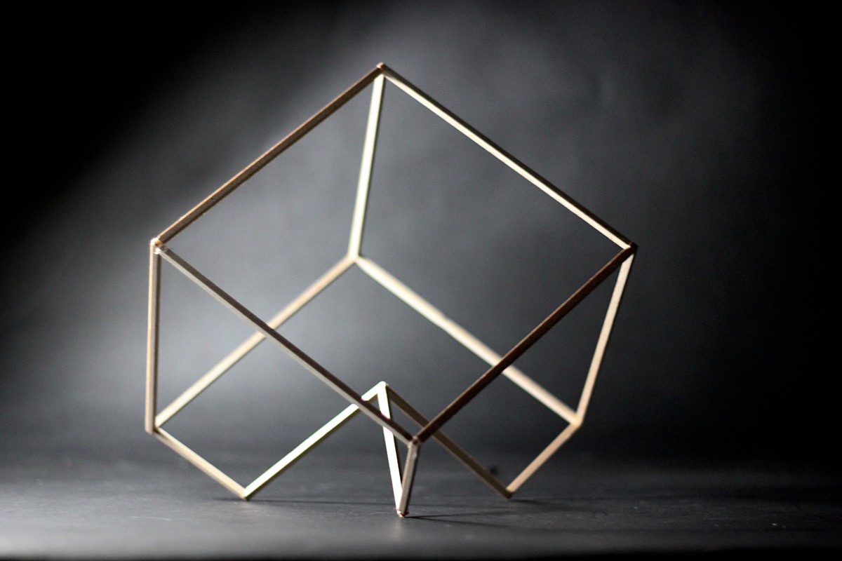 balsa-wood sculpture cube