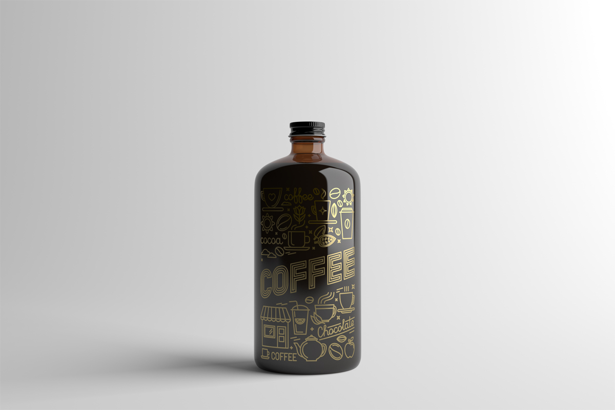 bottle coated Coffee foil foil stamp glossy gold matte mock up mock-up Mockup package presentation