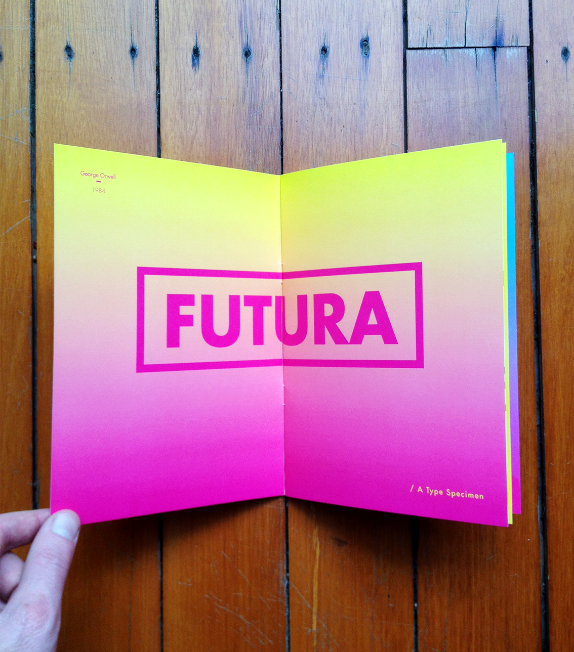 book Booklet print type specimen Futura gradient poster Typeface