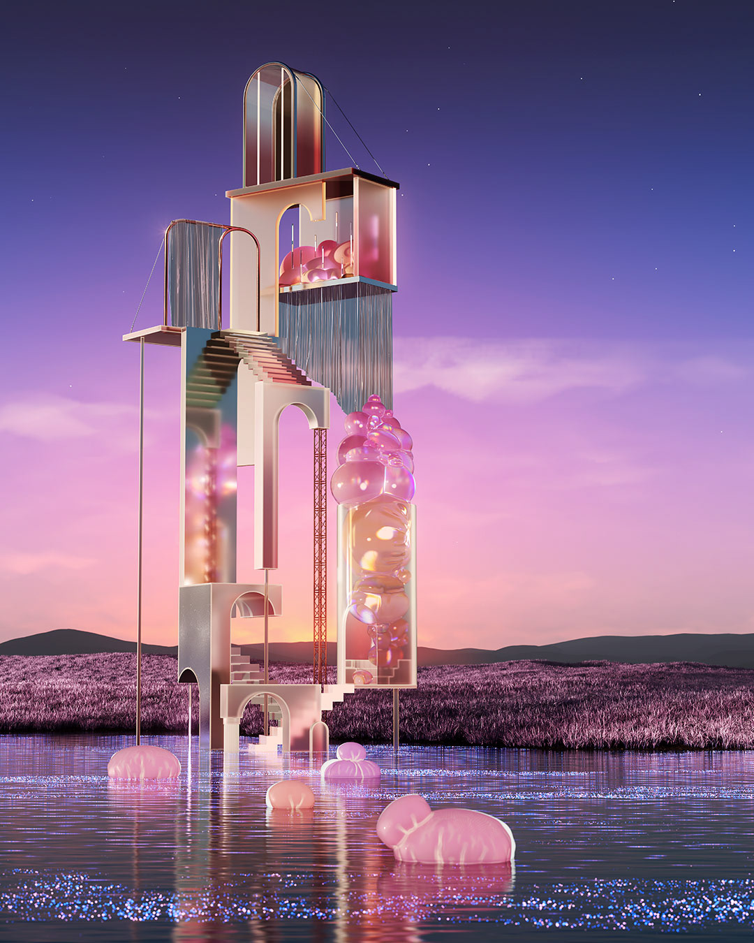 3D CGI architecture visualization Render interior design  Landscape dreamscape surreal fantasy