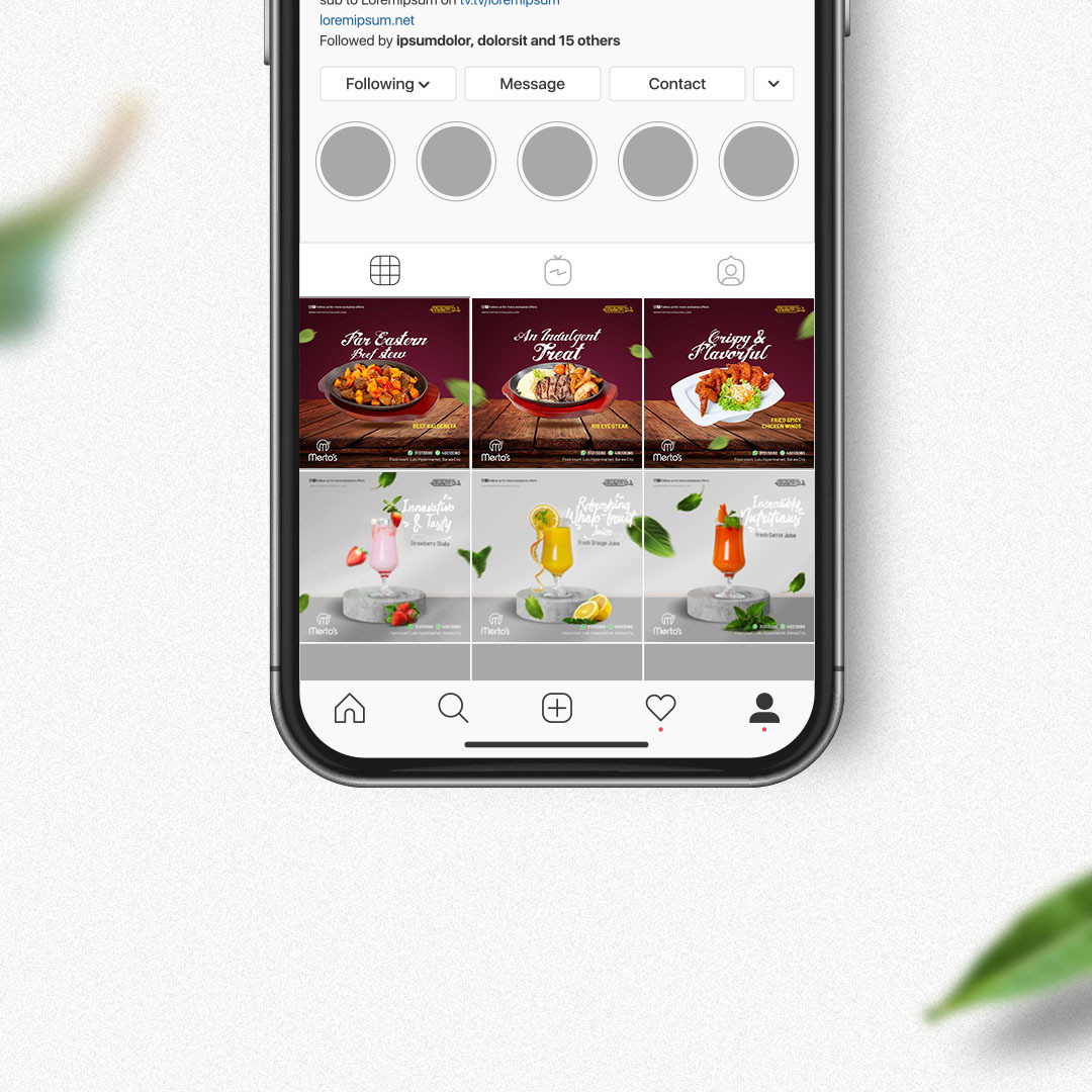 creatives digital partner facebook mertos Mockup restaurant social media website development