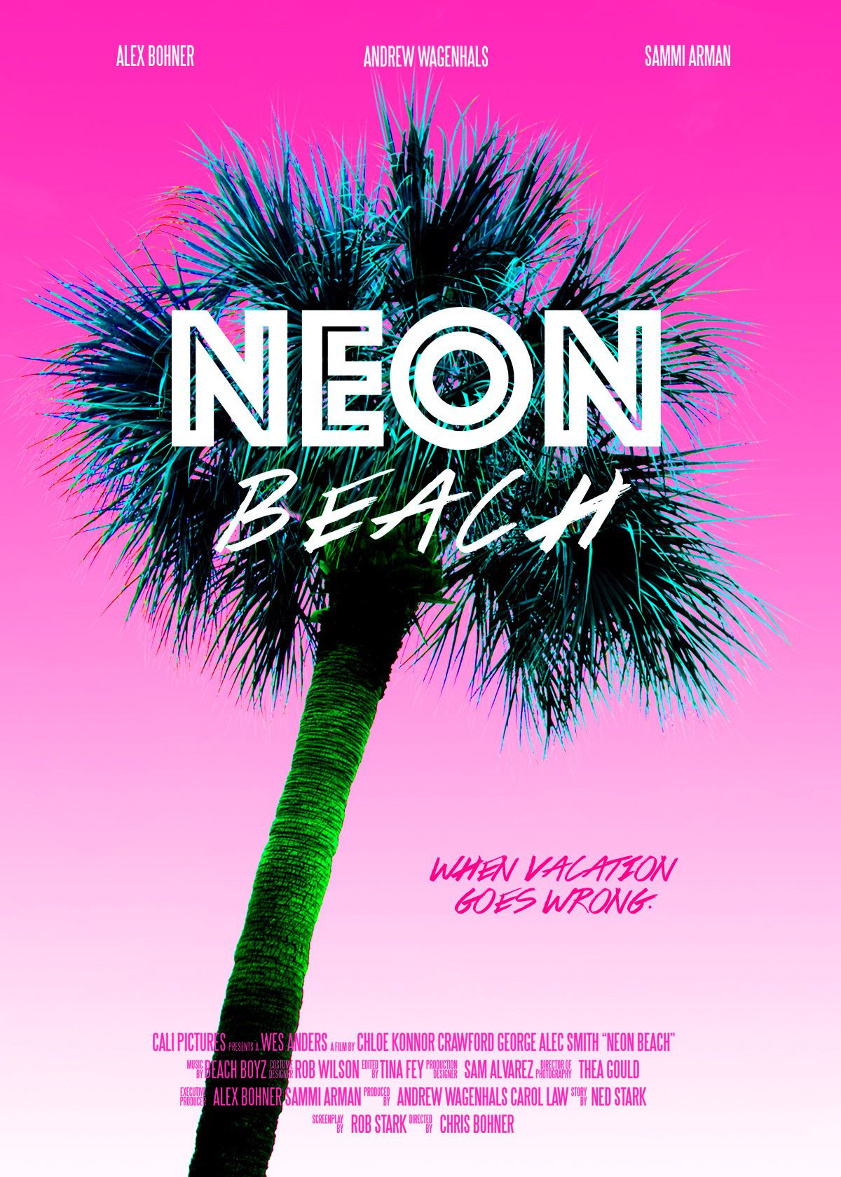 movie poster neon beach 80s Retro