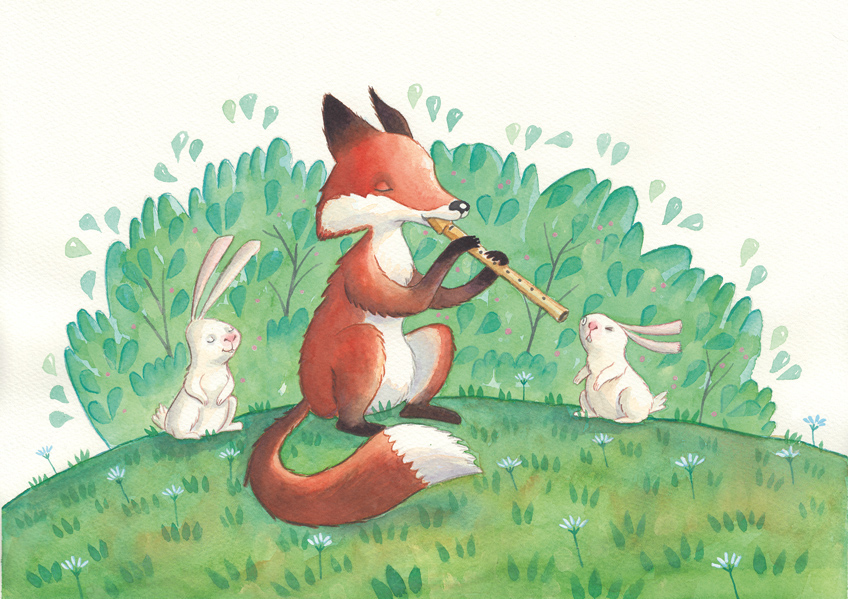 volpe TASSO Scoiattolo Musicisti bosco FOX badger squirrel woods palying