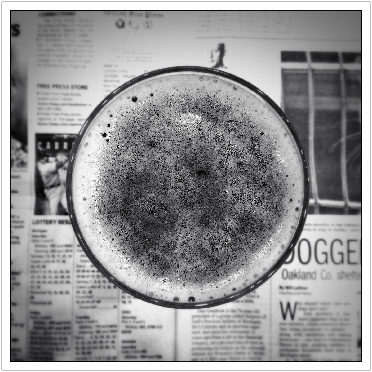 beer craft beer Michigan bells brewing brewery top over head black and white square symmetrical symmetry circle