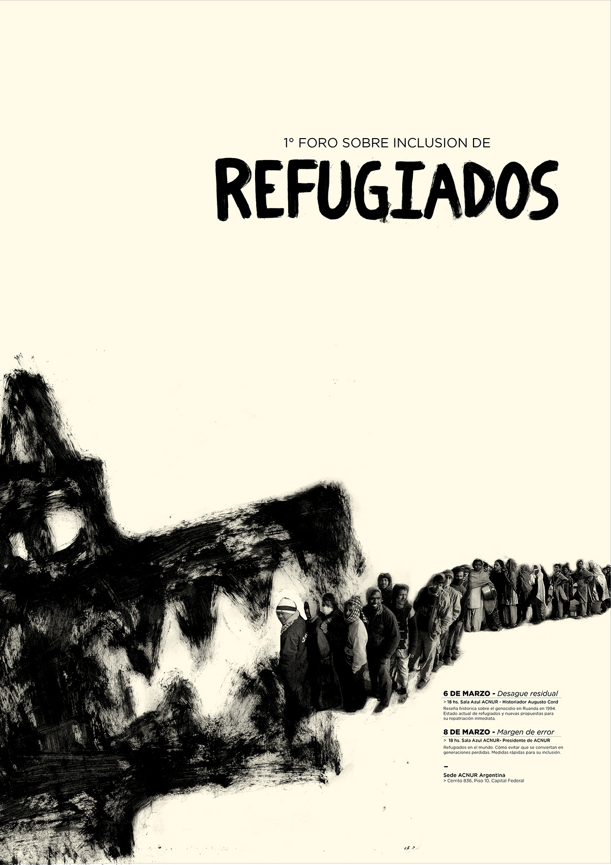 poster afiche diseño Gabriele FORO refugiados sistema