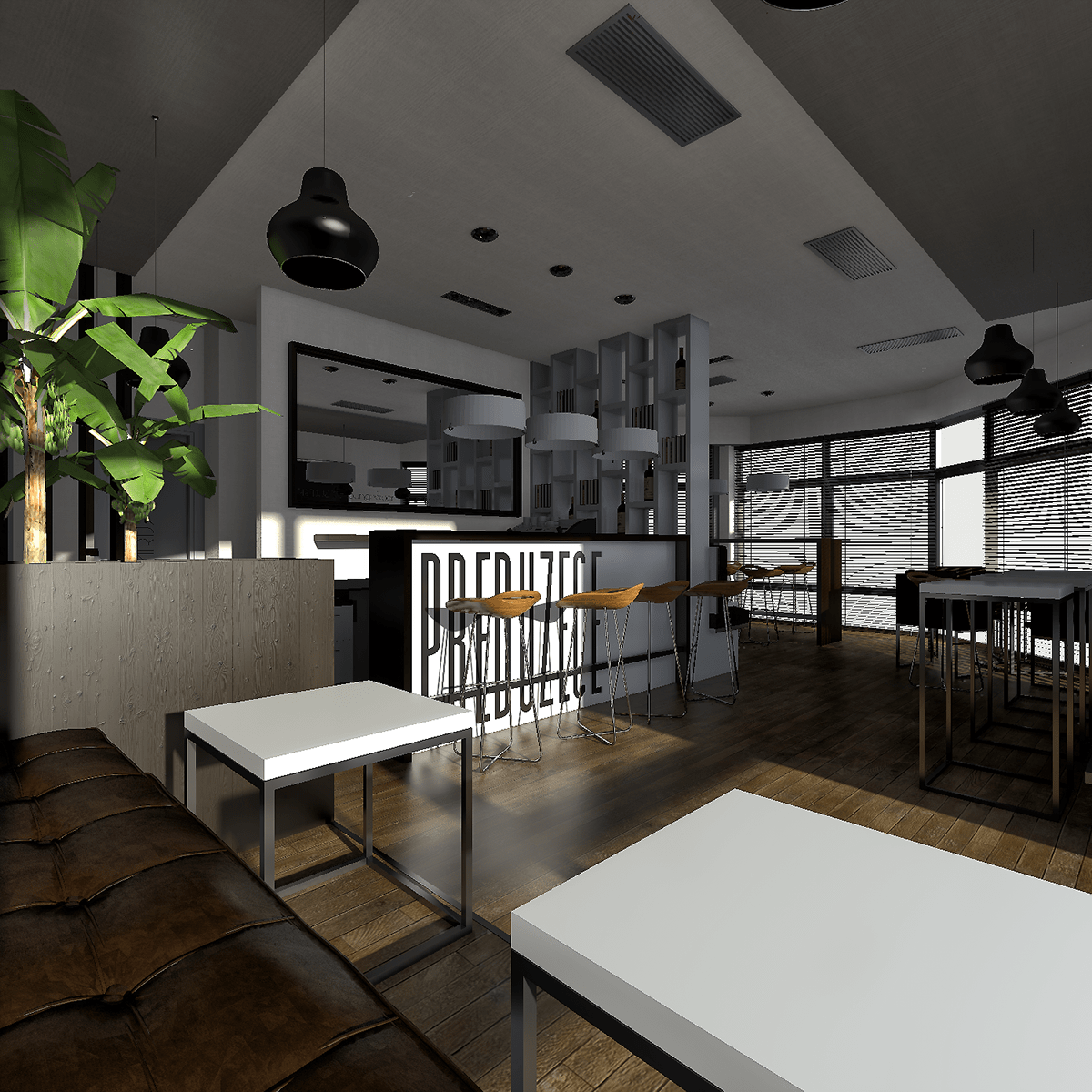 Interior cafe bar design wood Bosnia Serbia chair