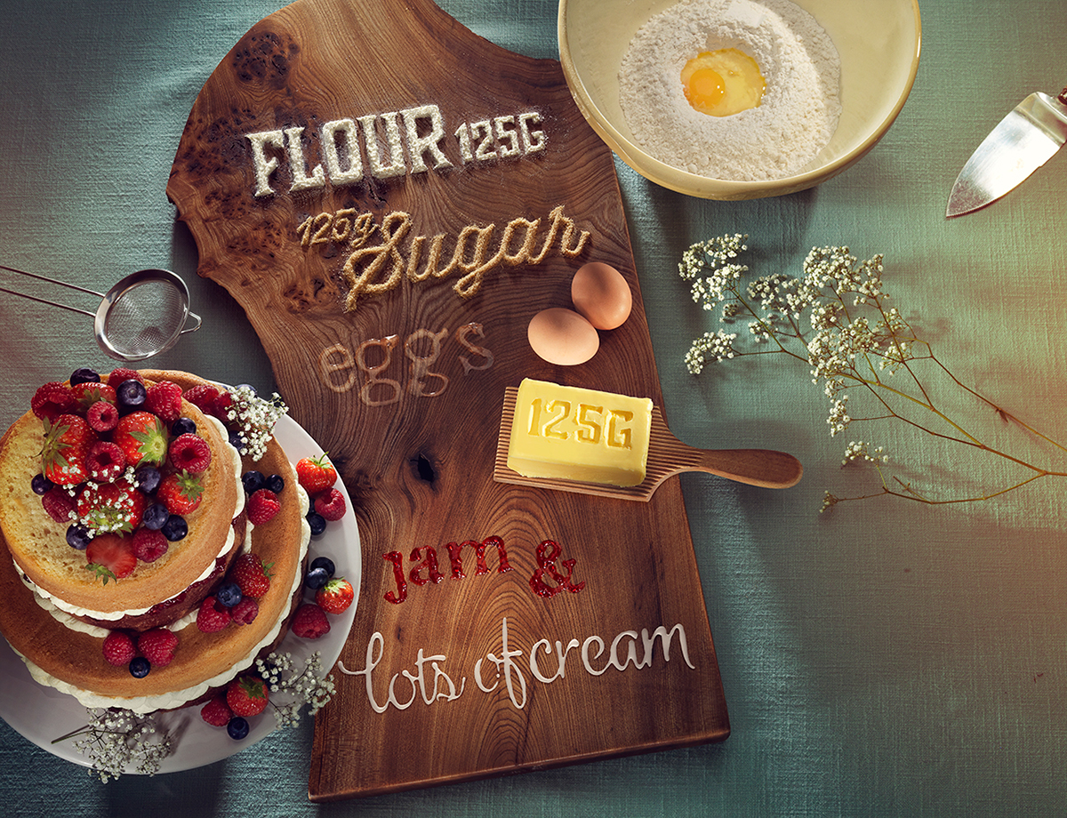 Food  styling  food sculpting cake victoria sponge baking food styling recipe food typography lettering food type