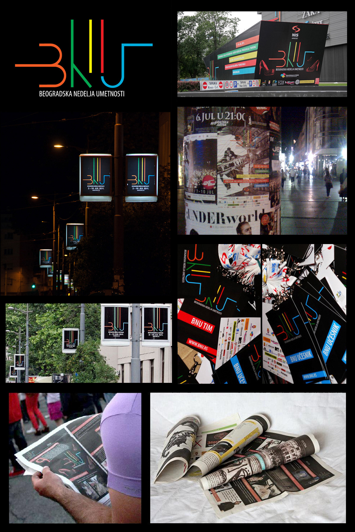 BNU    beogradska nedelja umetnosti beograd Adam Rakicevic milica spasojevic poster plakat novine Dizajn newspappers newspapper lightbox
