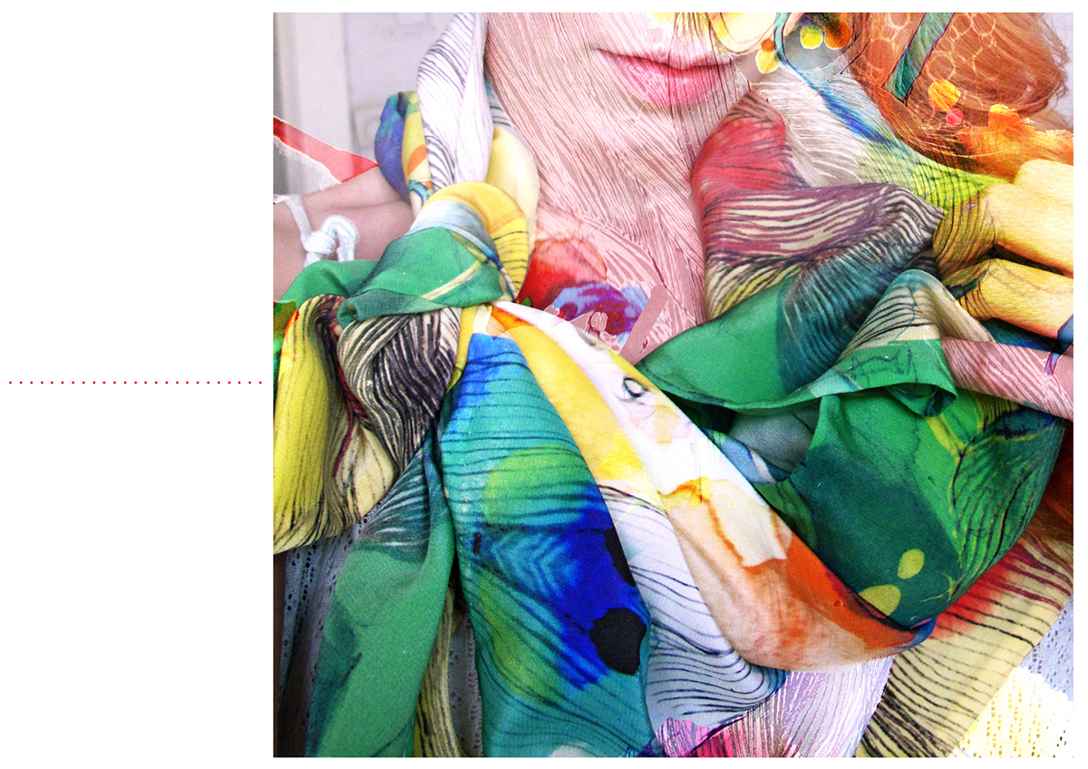 scarf SILK watercolor textile caleidocsope pattern