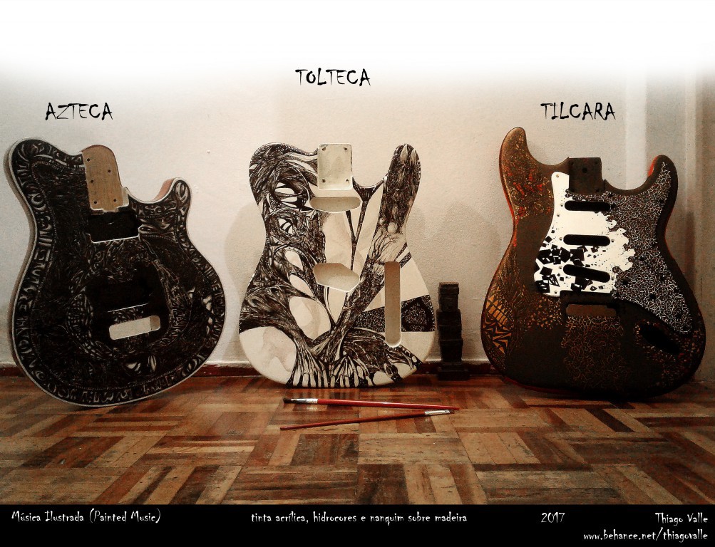 rock music guitar customguitar thiagovalle paintedmusic blackred mosaic tribal instrument