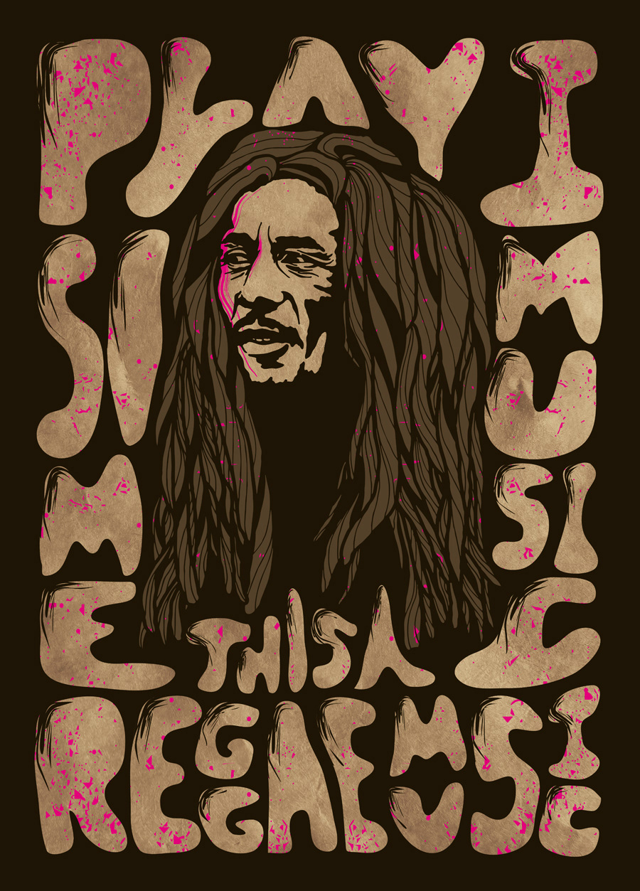 Bob Marley reggae poster contest brown pink