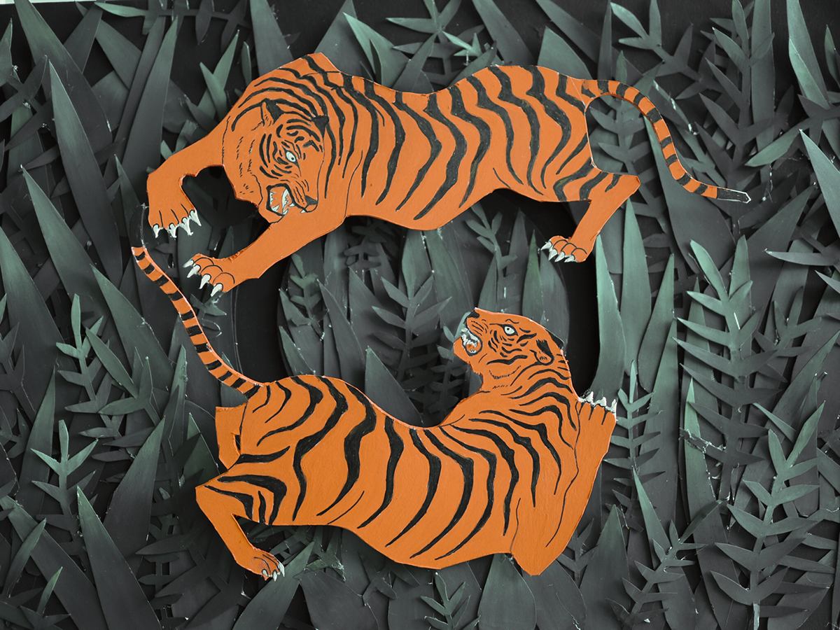 jungle tigers cutpaper paper craft pop-up ferns Thesis Project PassportToCreativity madethis