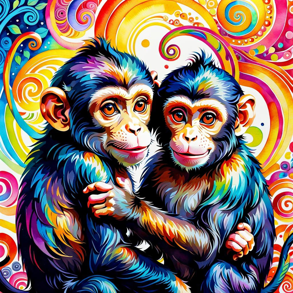 wildlife pets Digital Art  painting   monkeys lizards