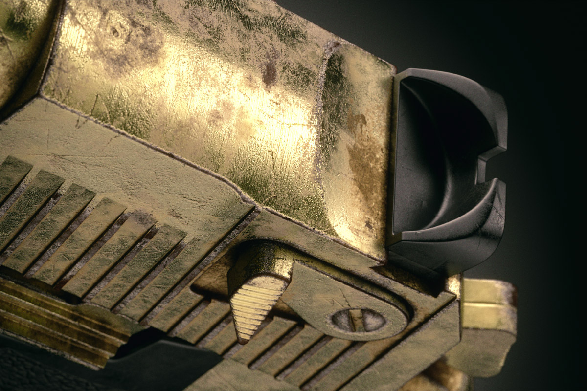 3D design realistic Render CGI visualisation Desert Eagle gold glow rough golden Scratches pistol Gun Weapon