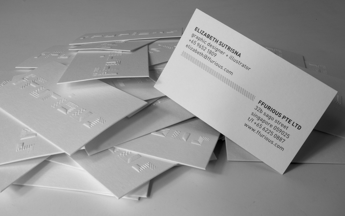 fFurious namecard Name card business card blind embossed embossed White minimalist
