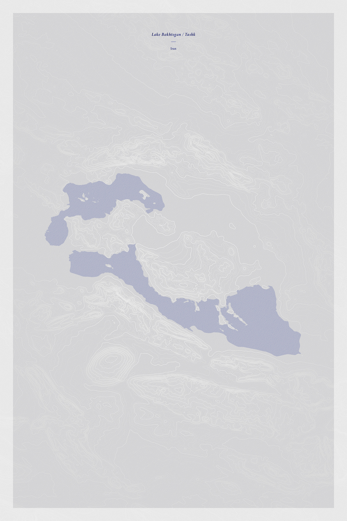 Cartographic map (data visualization) of lake Bakhtegan. Tools: Blender, Photoshop, Illustrator