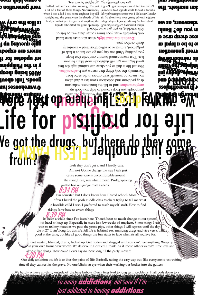 rat Graphic Novel novella book design punk Zef working class chaos yellow pink contrast juxtaposition