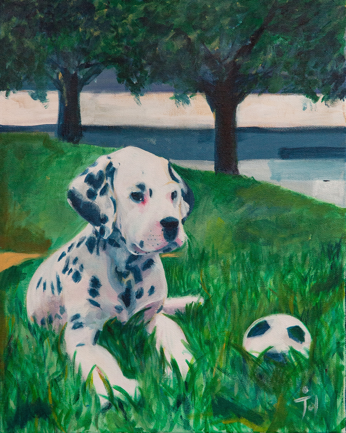 arts fine pintura paint acrylic acrilico canvas lienzo perro dog Dalmata Pet Mascota Perrito