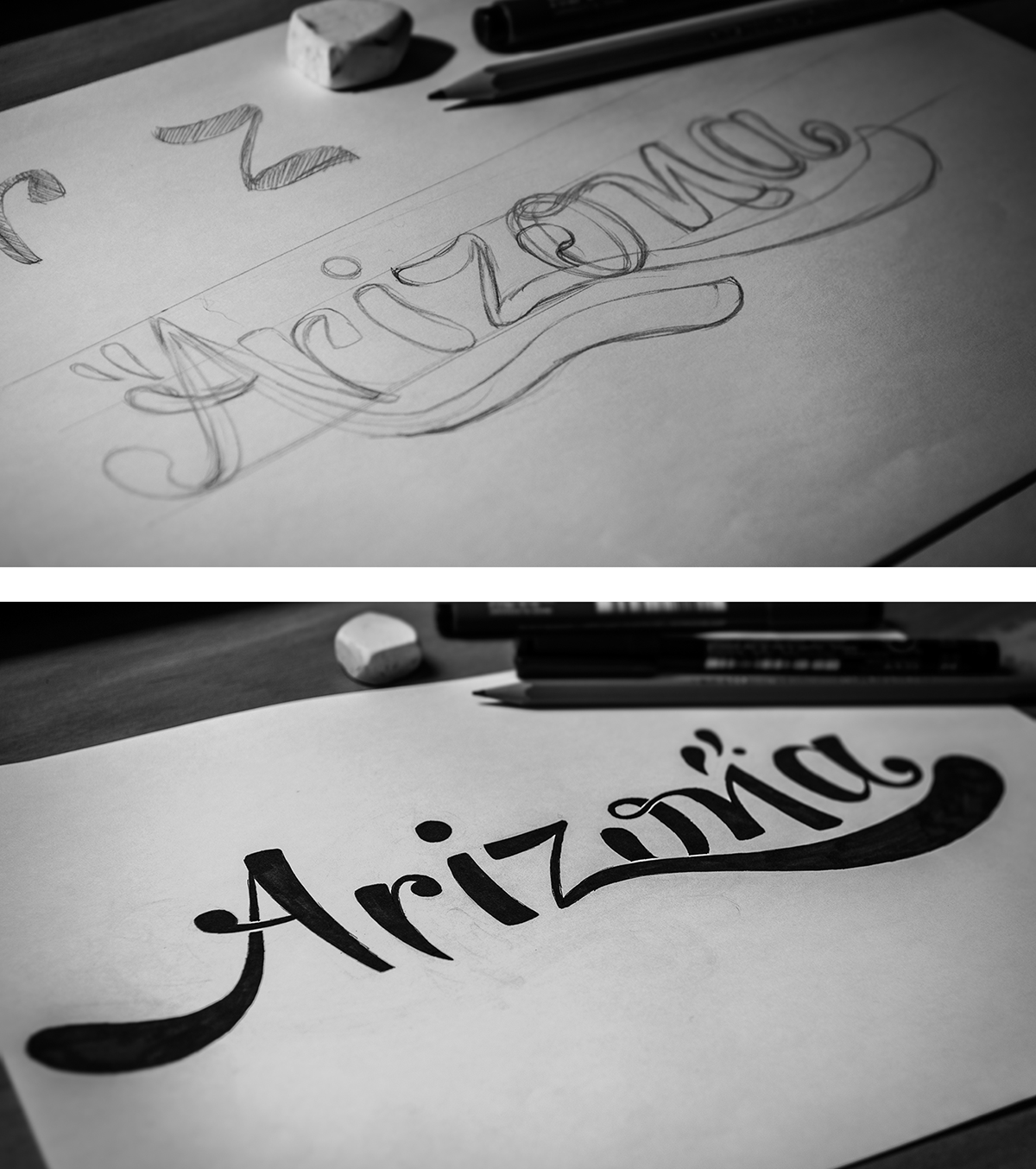 portfolio jesse mogensen typo design paper pen digital pencil freehand lettering logo brush ink type