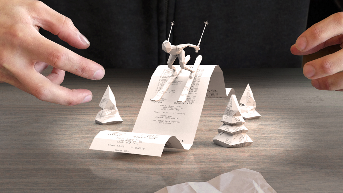 Ben Yonda Chase golden origami  c4d cinema 4d folding paper 3D