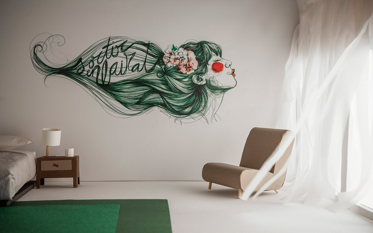 wallpaper art  mural Retail interiorism making of arquitecture spaces