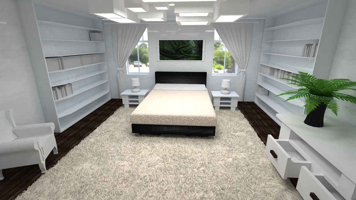 3D room 3D bedroom 3d architecture Piotr Żebrowski wit wsisiz Hair and Fur design student